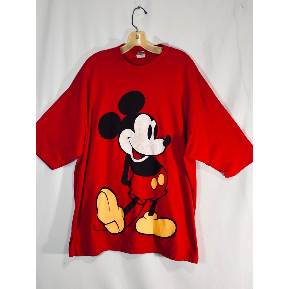 Vintage Disney Mickey Mouse Red T Shirt One Size Made in USA Single Stitch